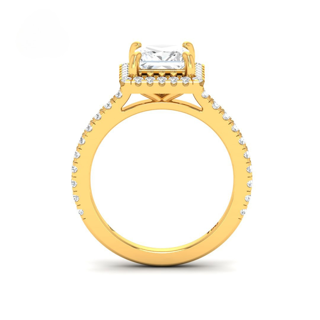 Bella Princess Cut Diamond Engagement Ring with Diamond Halo & Diamond Band