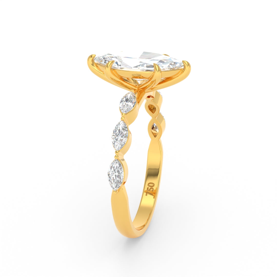 Kasandra Marquise Cut Diamond Engagement Ring With A Marquise Cut Diamond Band