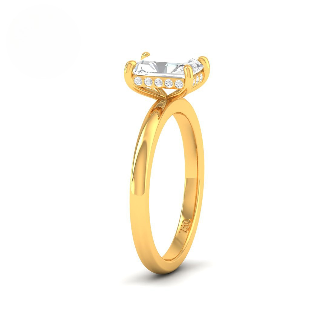 Léa Radiant Cut Diamond With Hidden Halo Engagement Ring