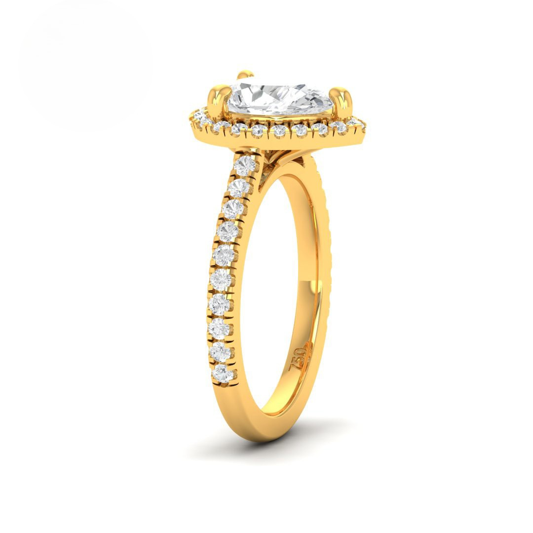 Bella Pear Cut Diamond Engagement Ring with Diamond Halo & Diamond Band