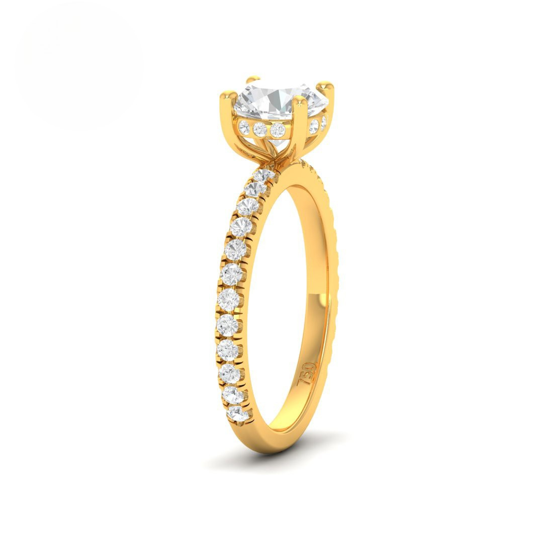 Chloé Round Cut Diamond Engagement Ring with Diamond Hidden Halo and Diamond Band
