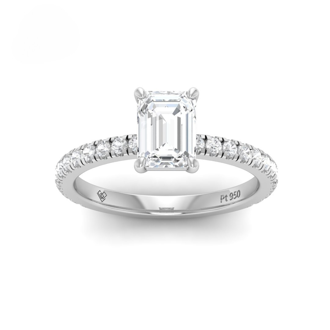 Abigail Emerald With Diamond Band Engagement Ring