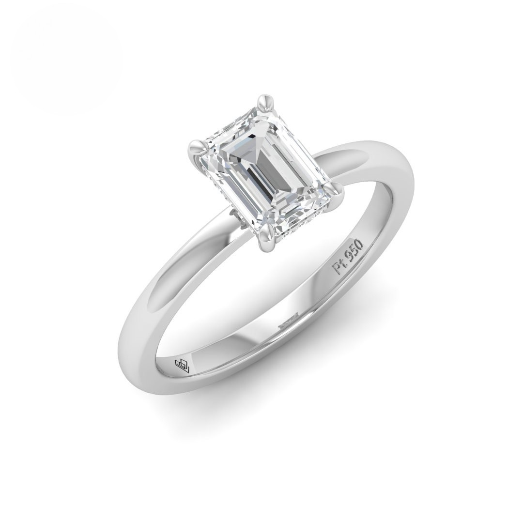 Léa Emerald Cut Diamond With Hidden Halo Engagement Ring