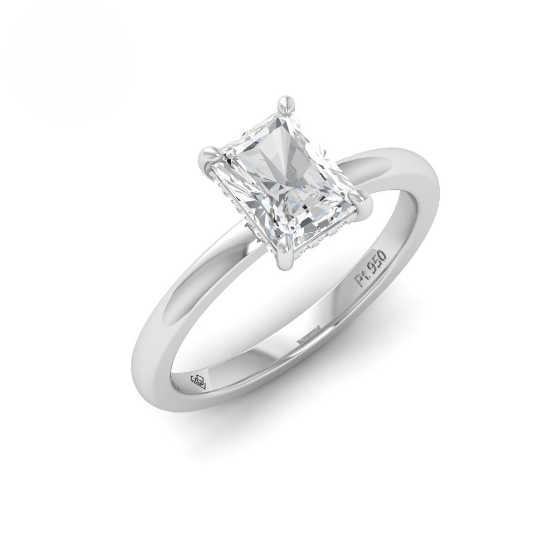 Léa Radiant Cut Diamond With Hidden Halo Engagement Ring