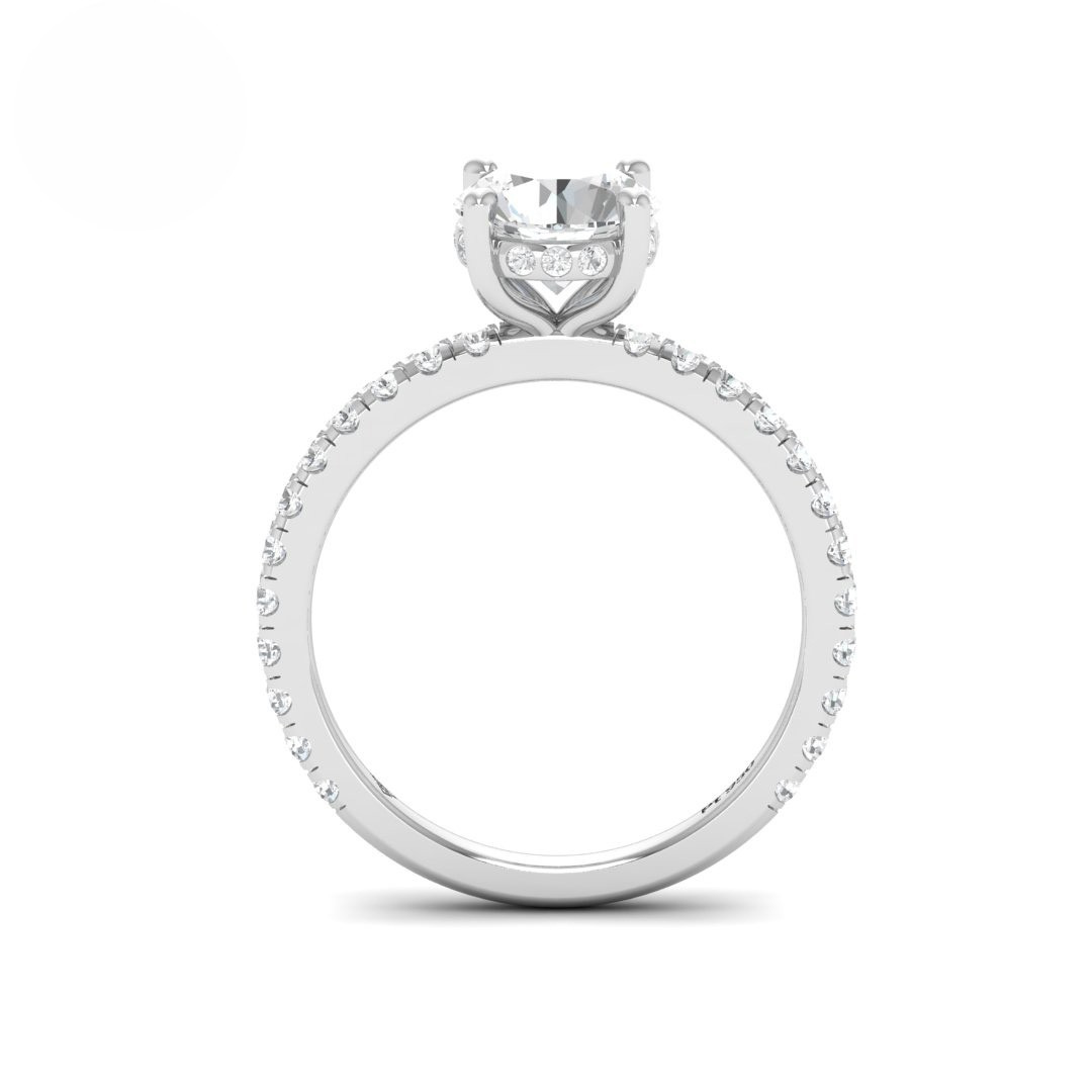 Chloé Round Cut Diamond Engagement Ring with Diamond Hidden Halo and Diamond Band