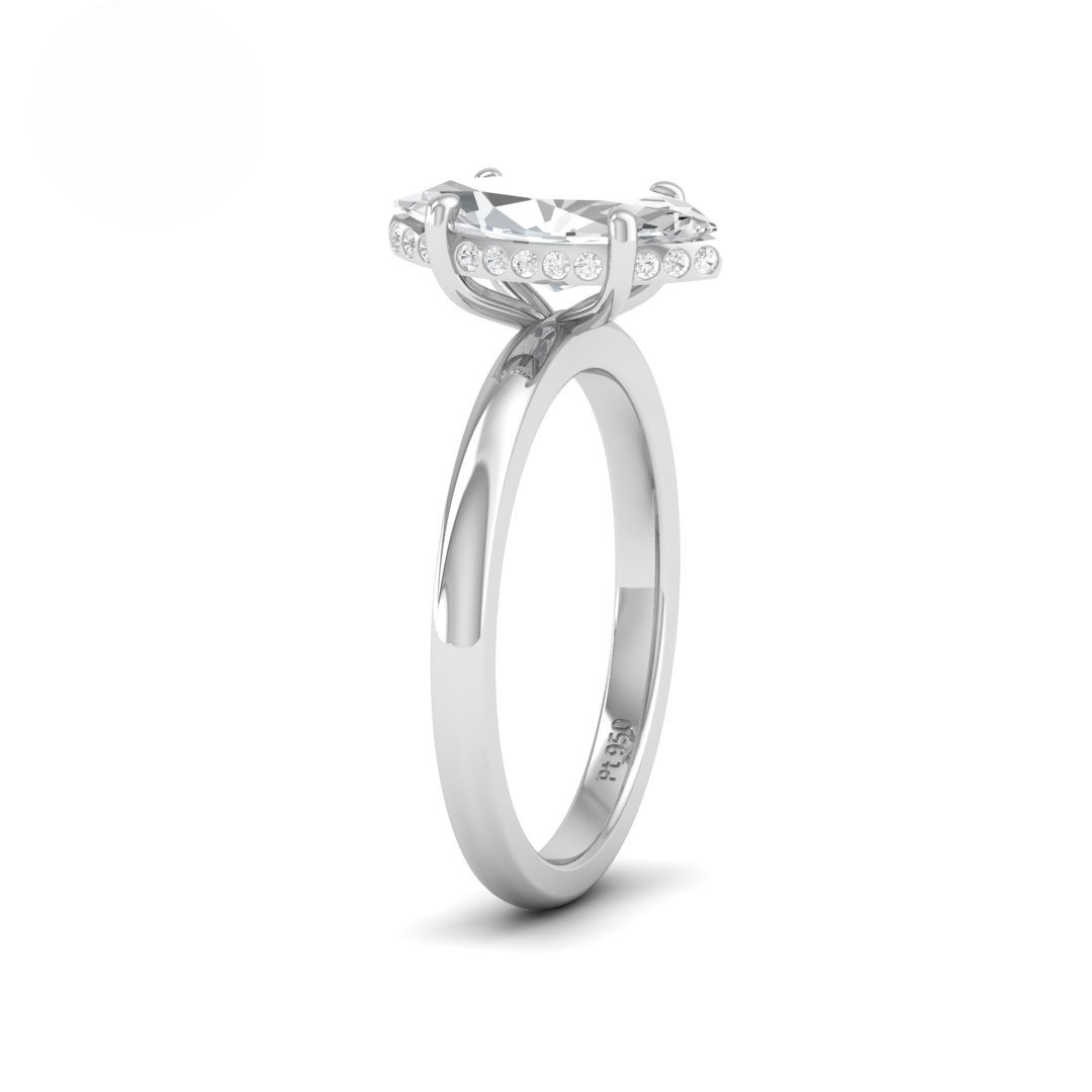 Léa Marquise Cut Diamond With Hidden Halo Engagement Ring