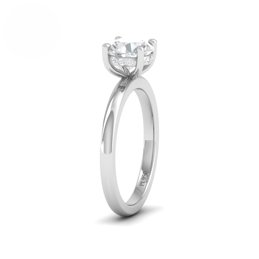 Léa Round Cut Diamond With Hidden Halo Engagement Ring