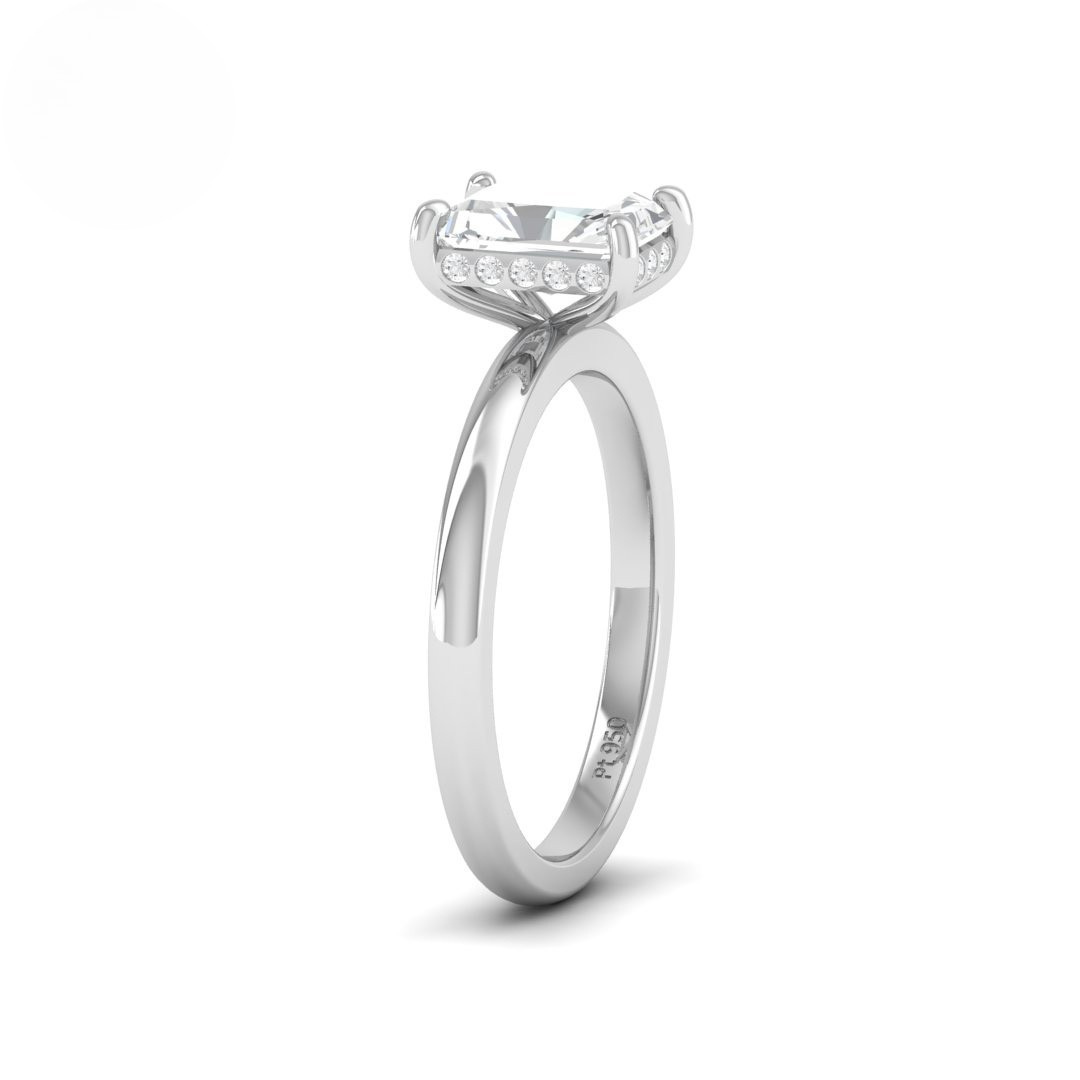 Léa Radiant Cut Diamond With Hidden Halo Engagement Ring