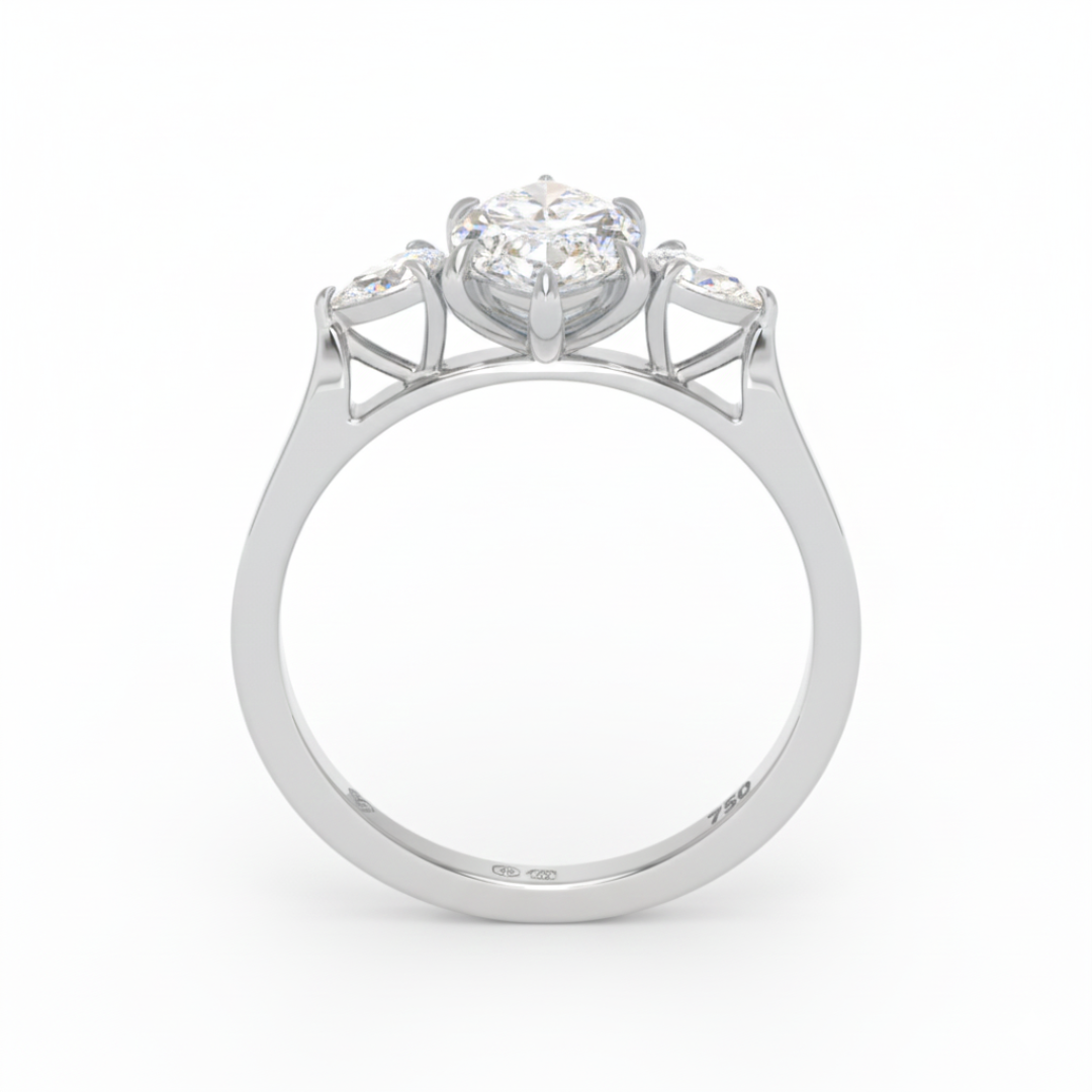 Sofia Marquise Cut Diamond Engagement Ring with Pear Cut Side Diamonds