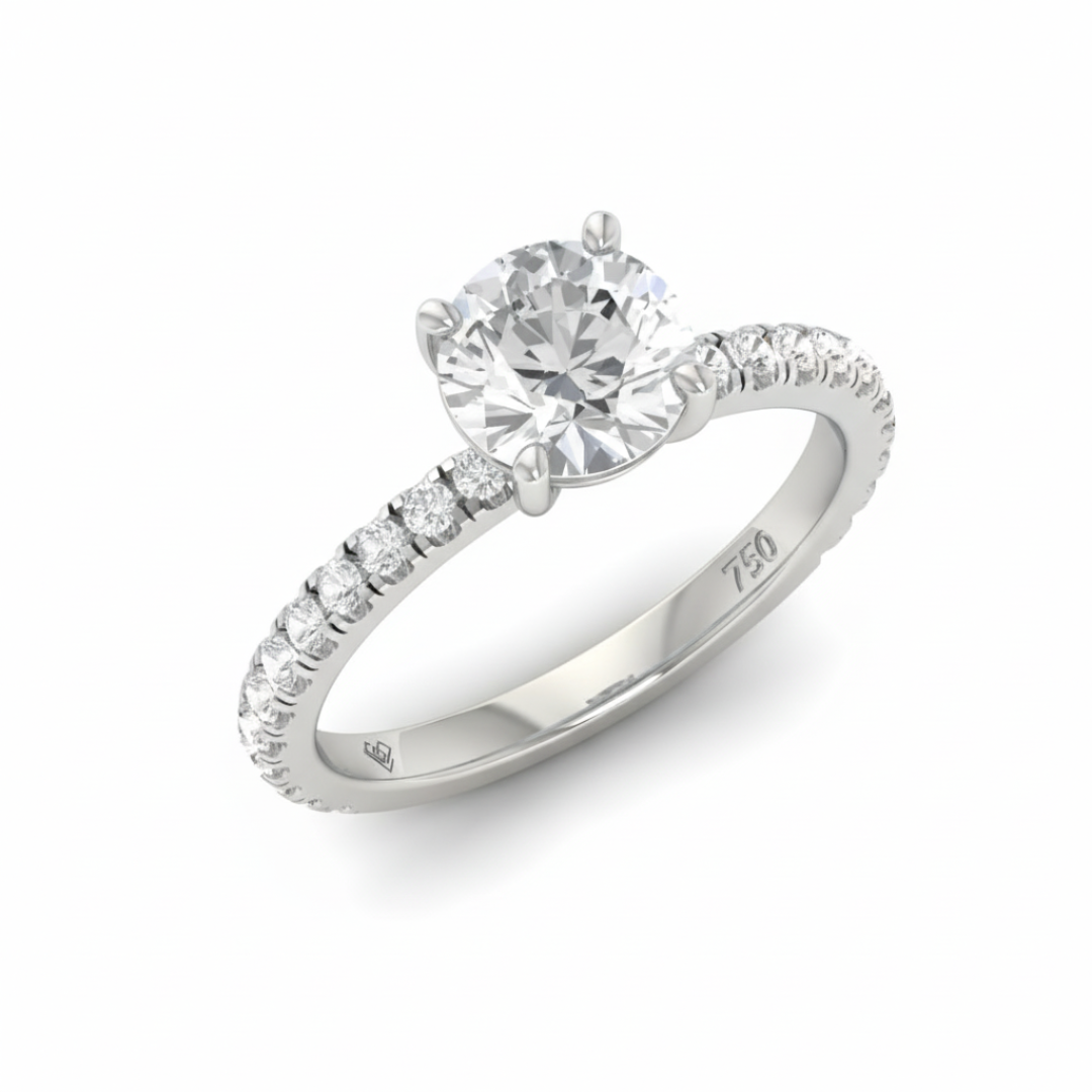 Abigail Round With Diamond Band Engagement Ring