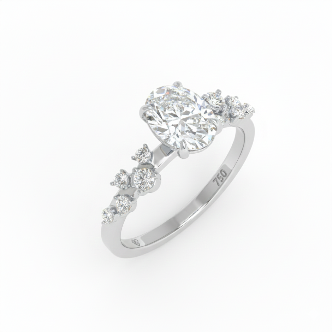 Layla Oval Cut Diamond Engagement Ring With Diamond Accent Band