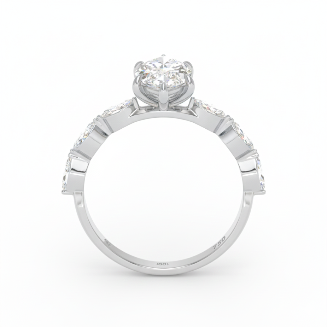 Kasandra Marquise Cut Diamond Engagement Ring With A Marquise Cut Diamond Band