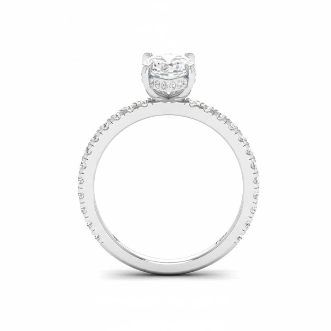 Chloé Marquise Cut Diamond Engagement Ring with Diamond Hidden Halo and Diamond Band