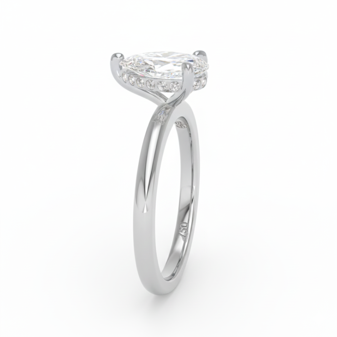 Léa Pear Cut Diamond With Hidden Halo Engagement Ring