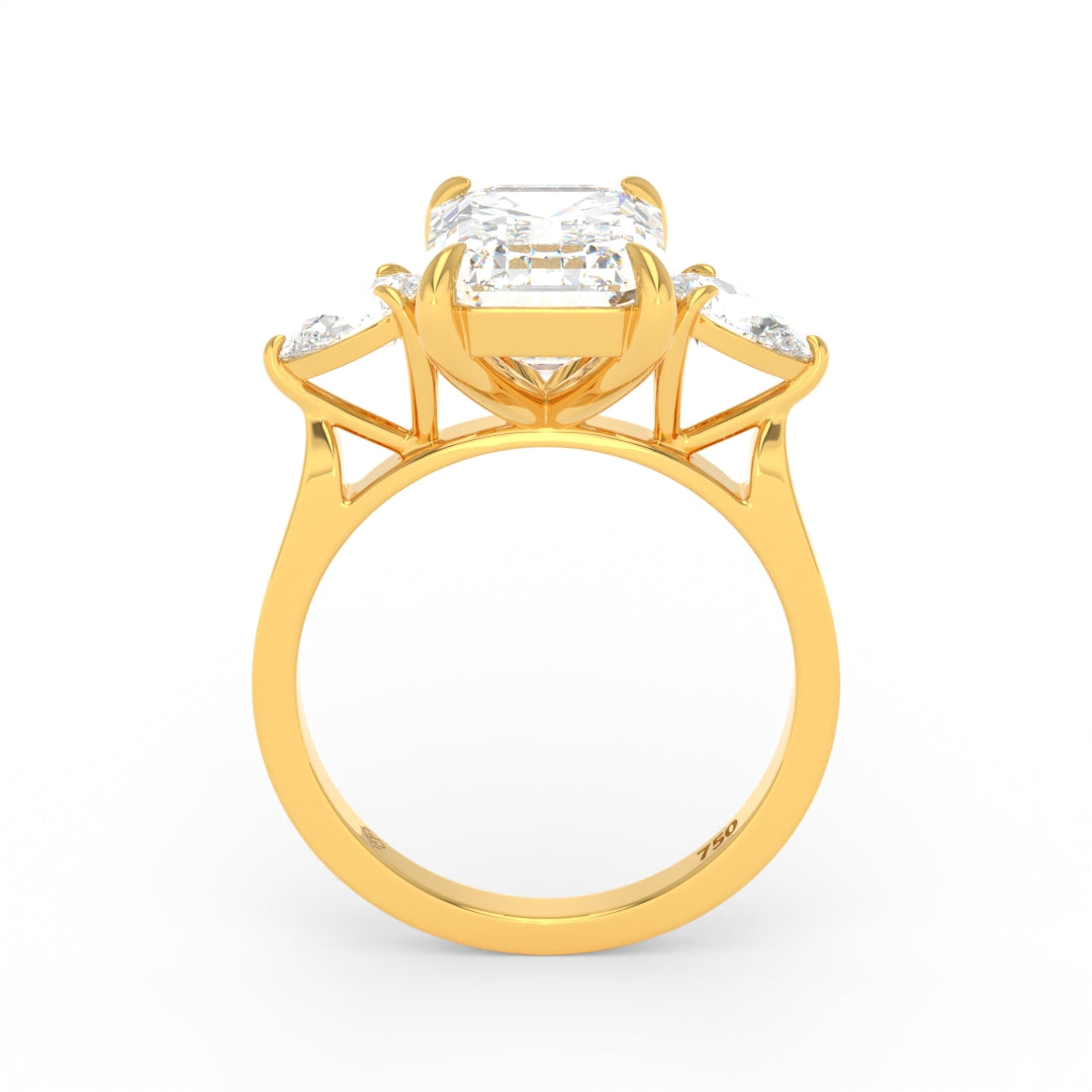 Sofia Emerald Cut Diamond Engagement Ring With A Pear Sides