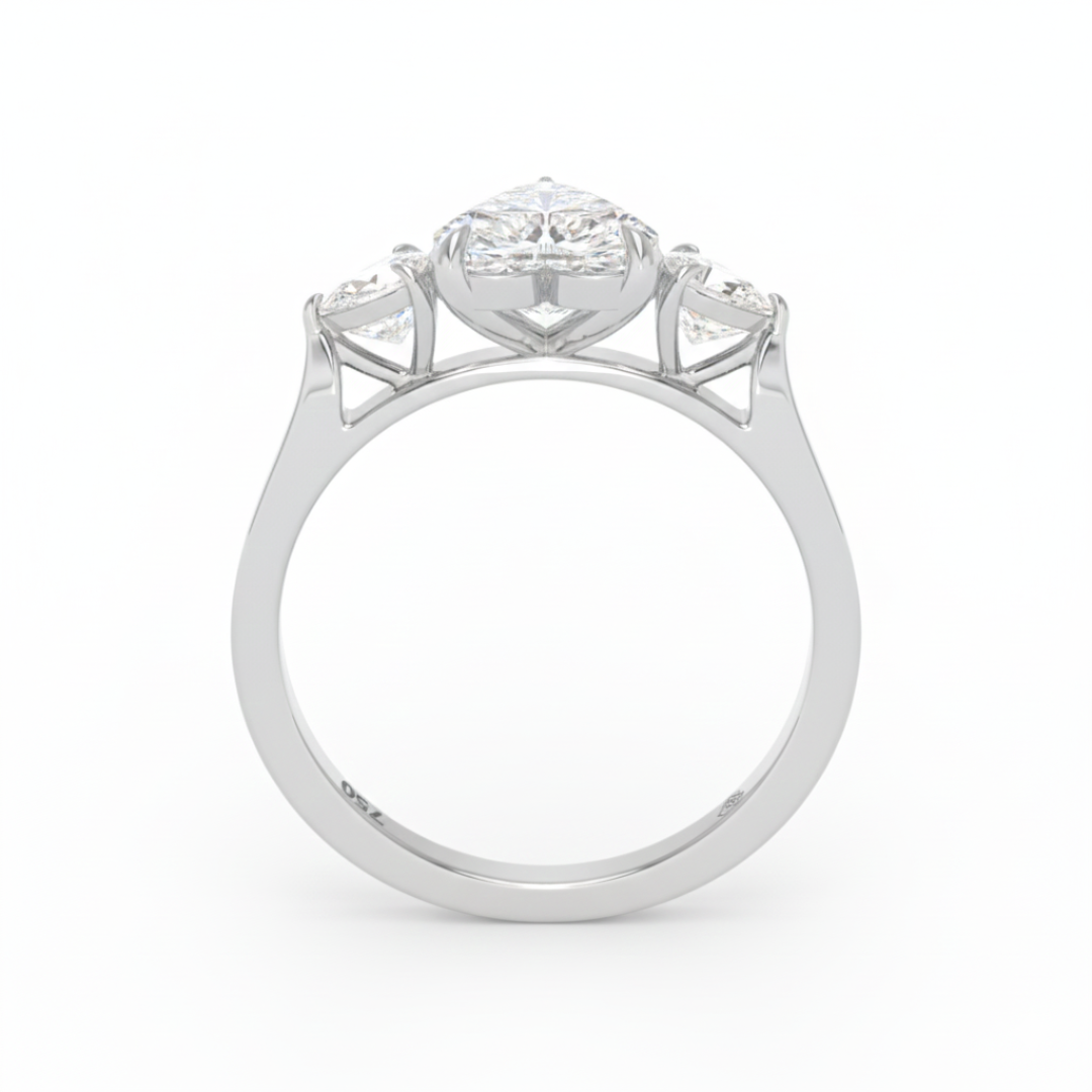 Sofia Heart Cut Diamond Engagement Ring With A Pear Cut Side Diamonds