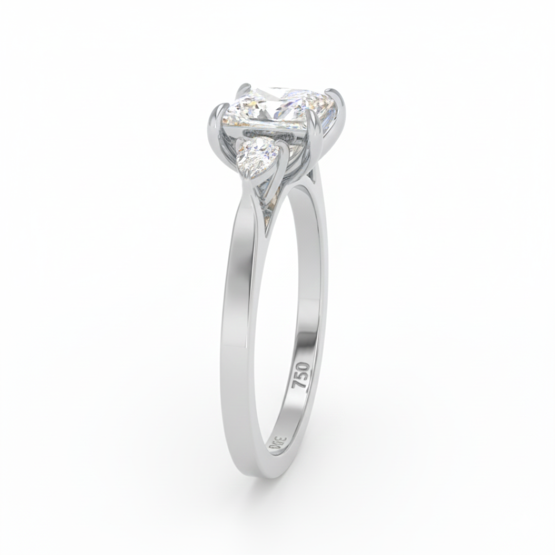 Sofia Princess Cut Diamond Engagement Ring With A Pear sides