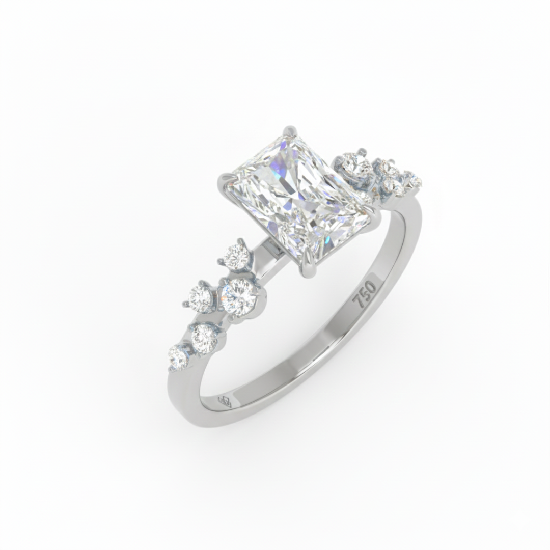 Layla Radiant Cut Diamond Engagement Ring With Accent Band