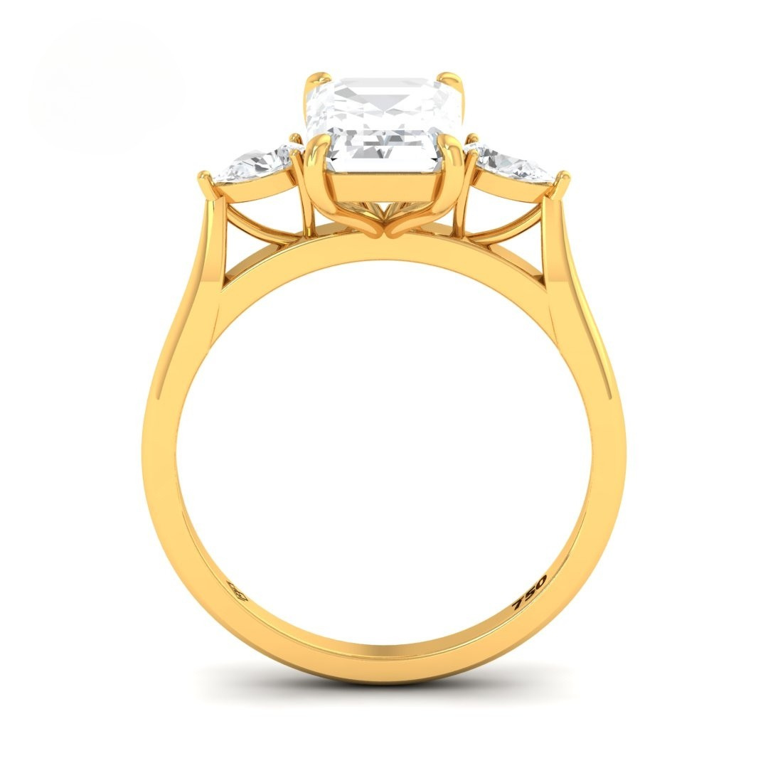Sofia Emerald Cut Diamond Engagement Ring With A Pear Sides