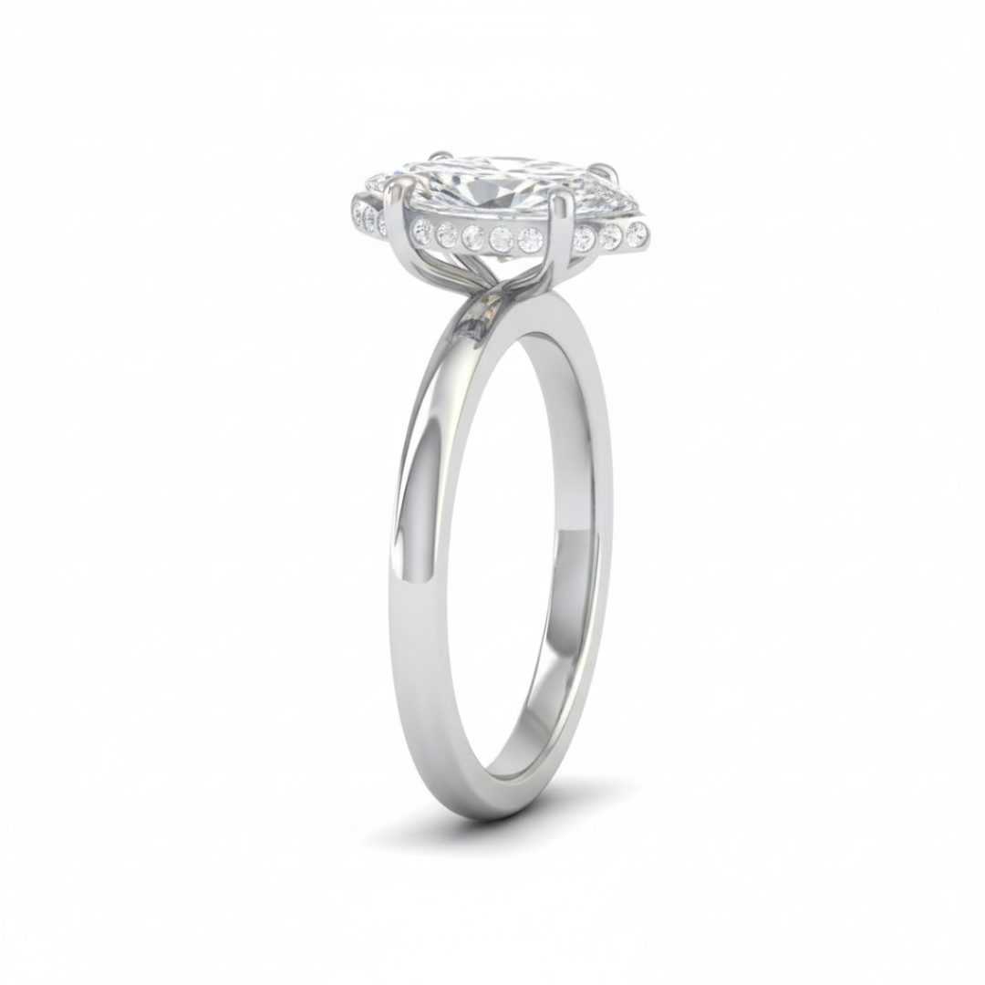 Léa Marquise Cut Diamond With Hidden Halo Engagement Ring