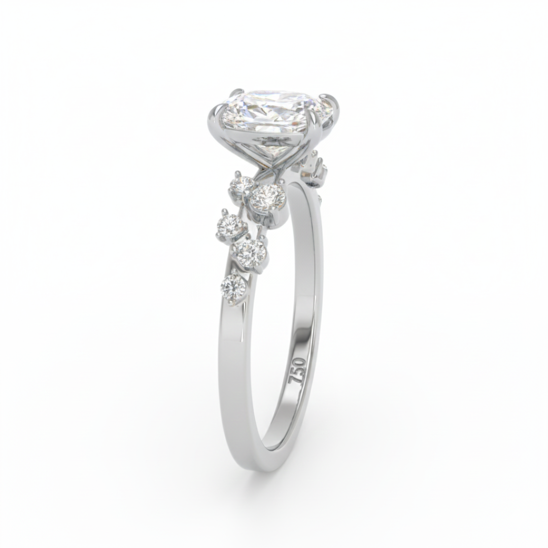 Layla Cushion Diamond Engagement Ring With Diamond Accent Band