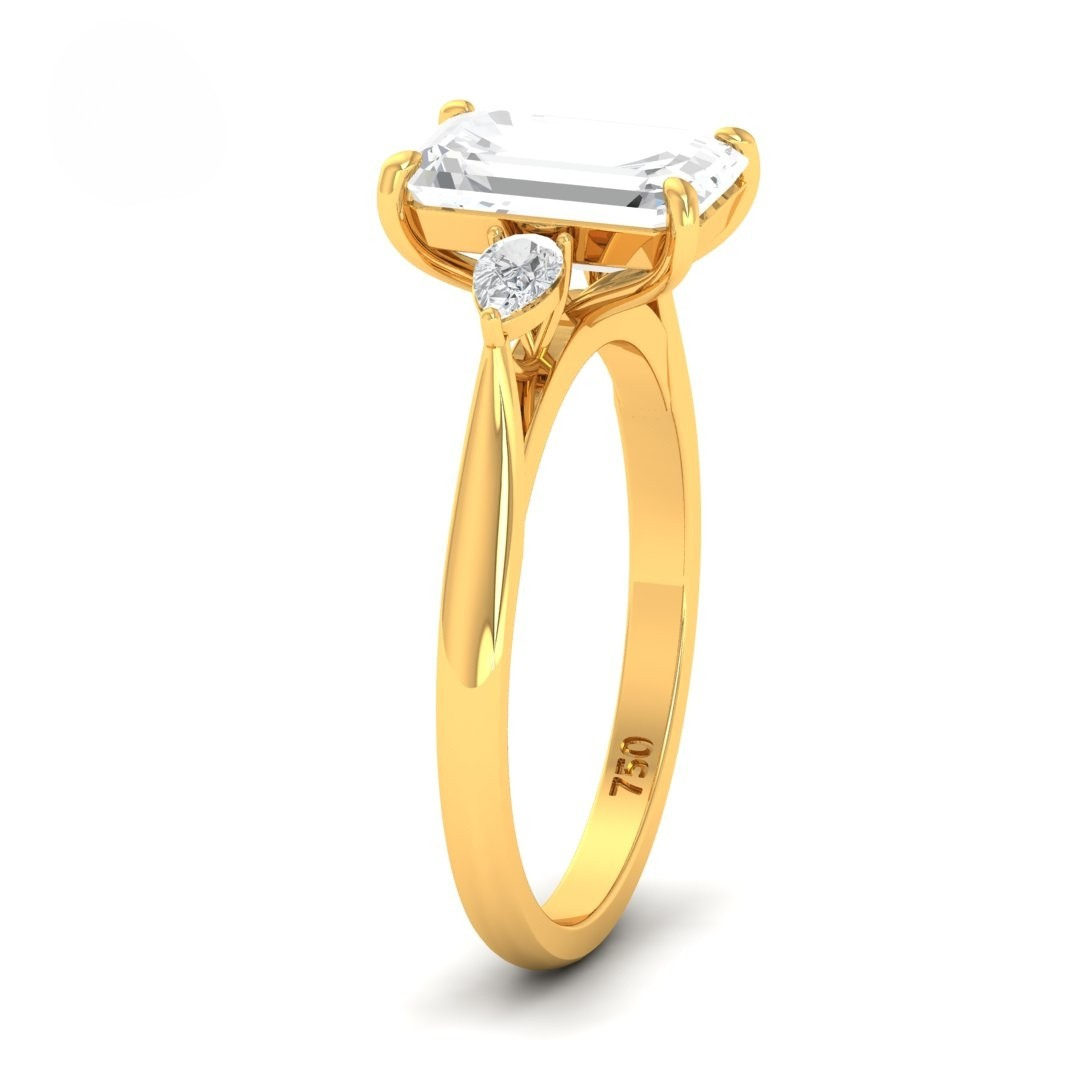 Sofia Emerald Cut Diamond Engagement Ring With A Pear Sides