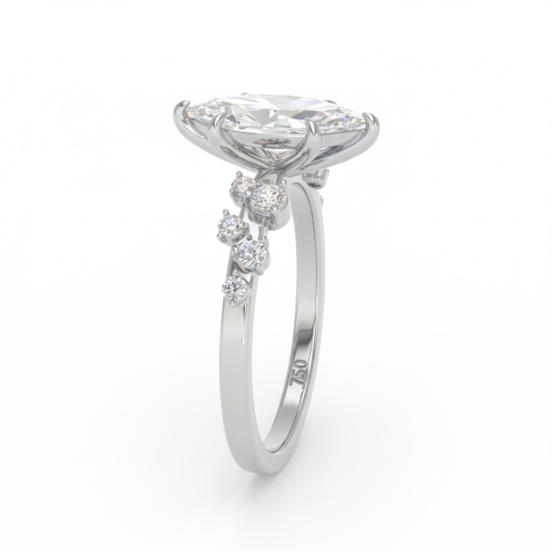 Layla Marquise Cut Diamond Engagement Ring With Accent Band