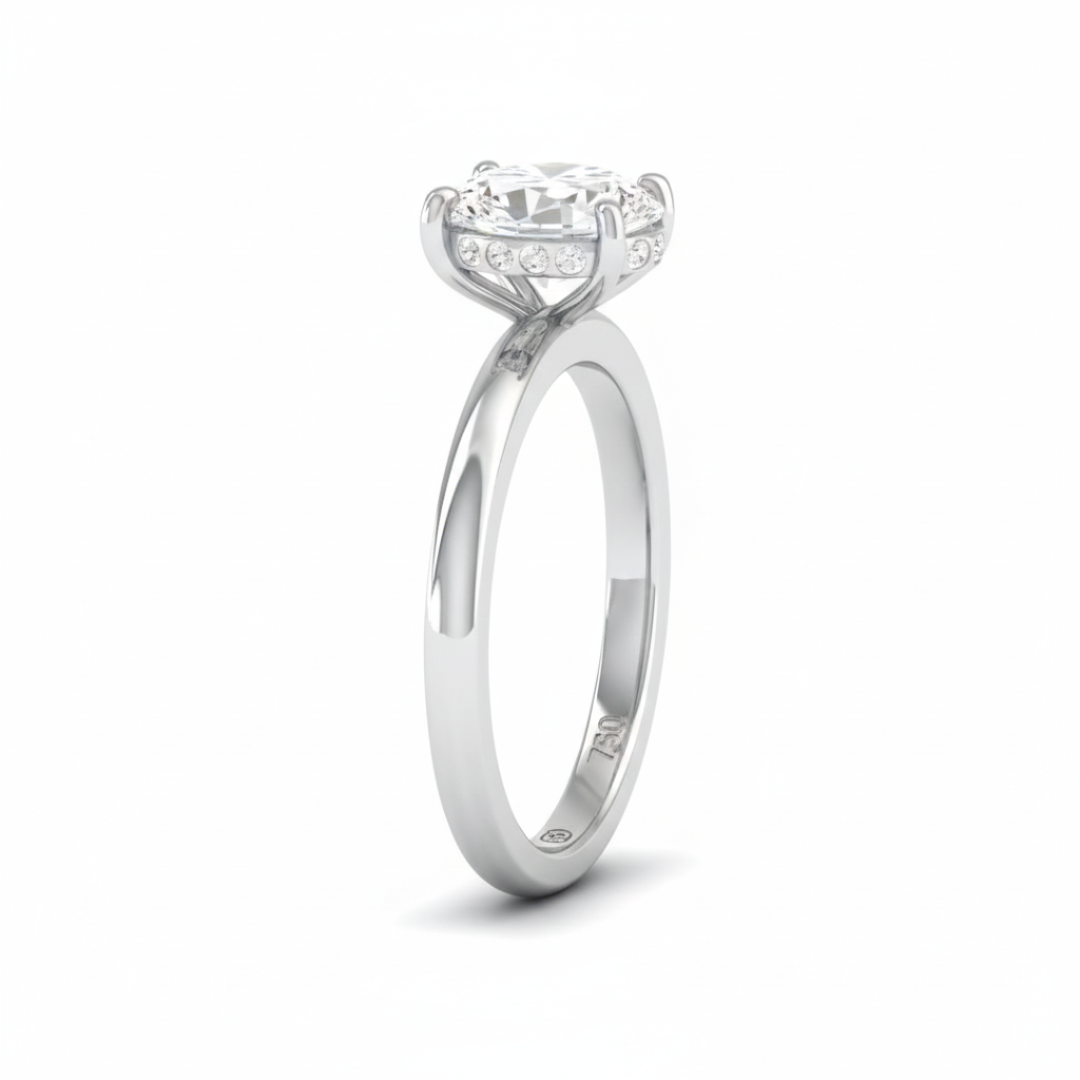 Léa Oval Cut Diamond With Hidden Halo Engagement Ring