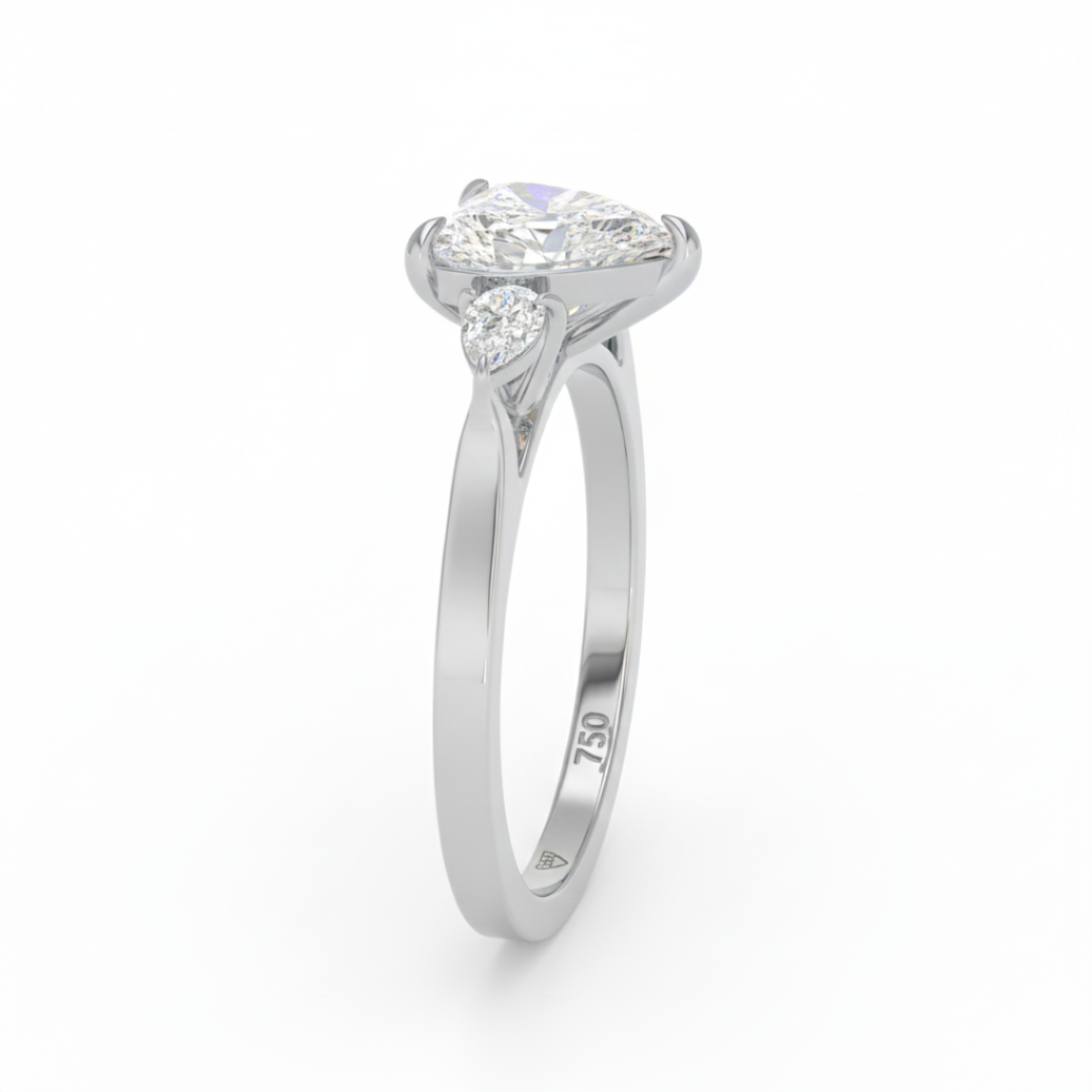 Sofia Heart Cut Diamond Engagement Ring With A Pear Cut Side Diamonds