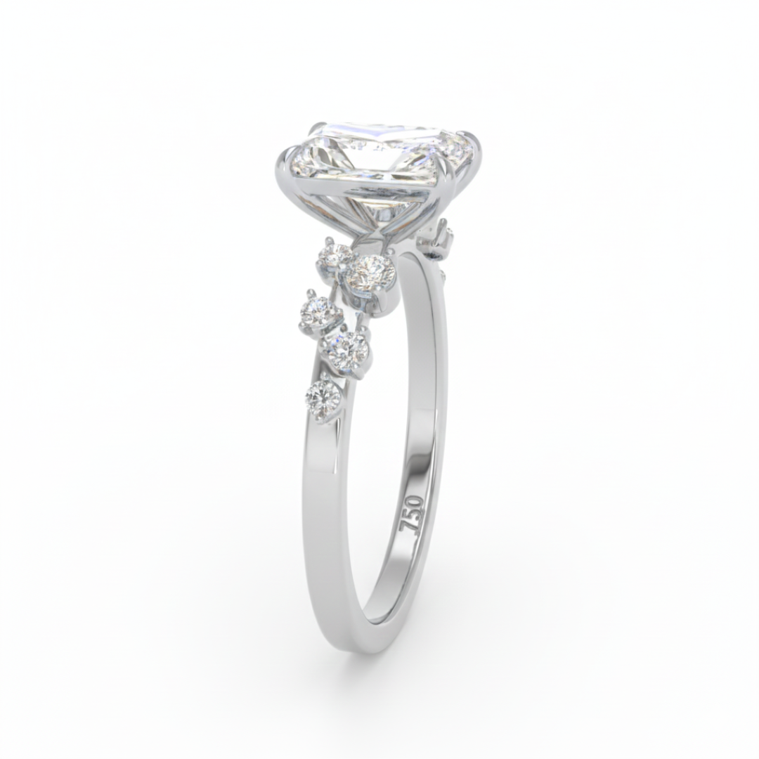 Layla Radiant Cut Diamond Engagement Ring With Accent Band