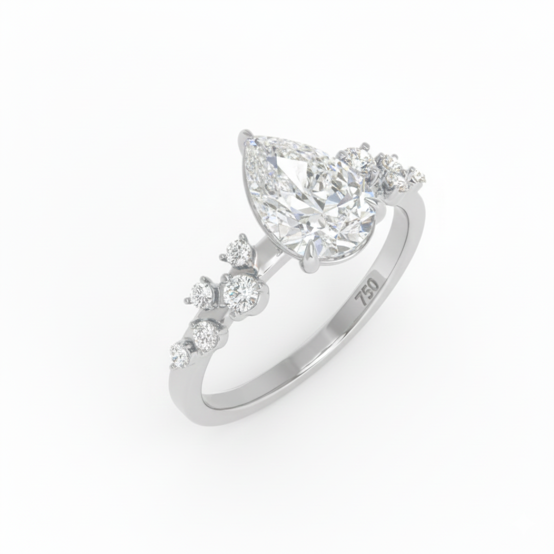 Layla Pear Cut Diamond Engagement Ring With Diamond Accent Band