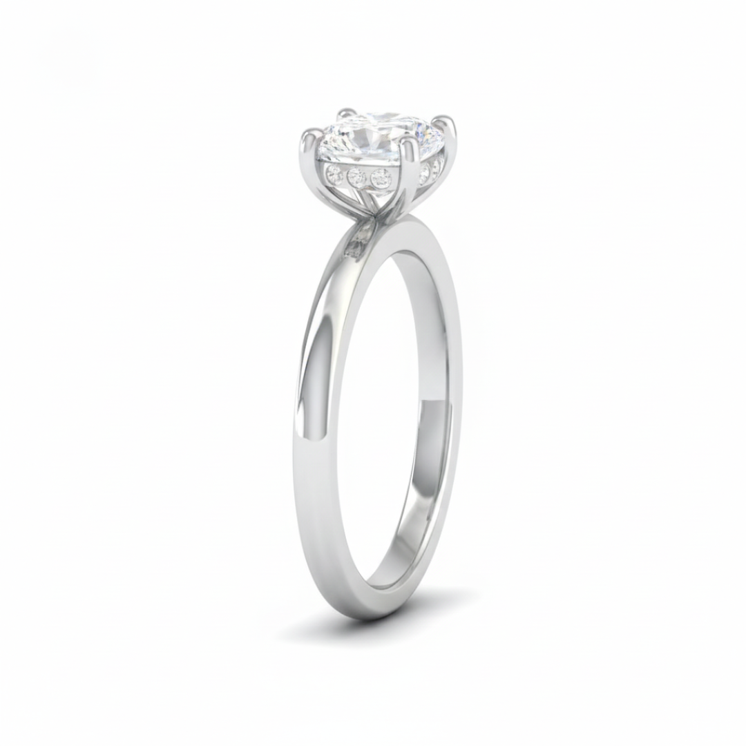 Léa Cushion Cut Diamond With Hidden Halo Engagement Ring