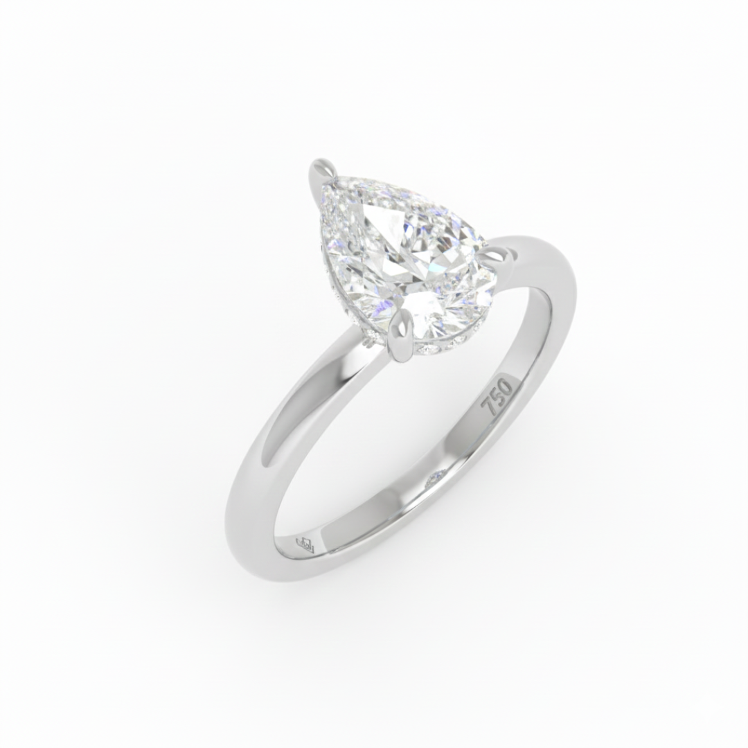 Léa Pear Cut Diamond With Hidden Halo Engagement Ring