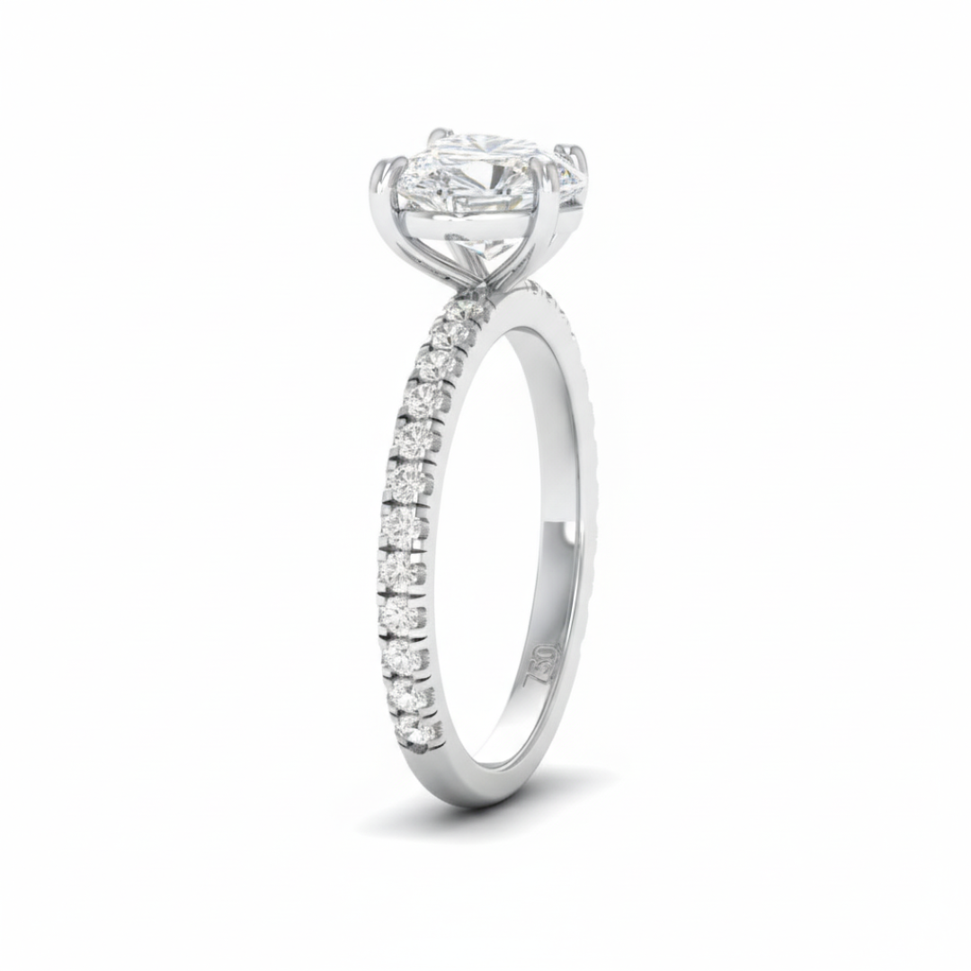 Abigail Heart With Diamond Band Engagement Ring