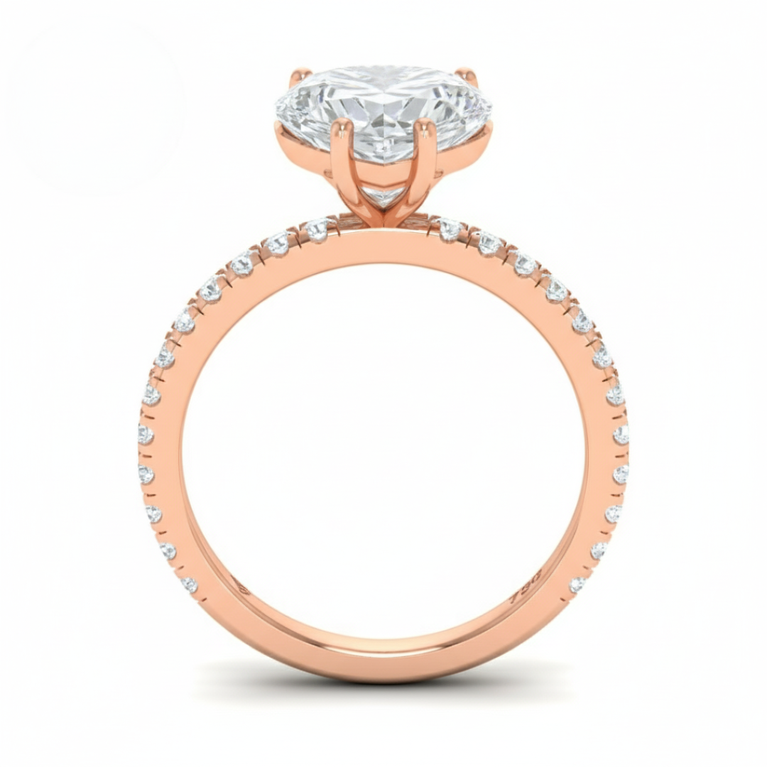 Abigail Heart With Diamond Band Engagement Ring