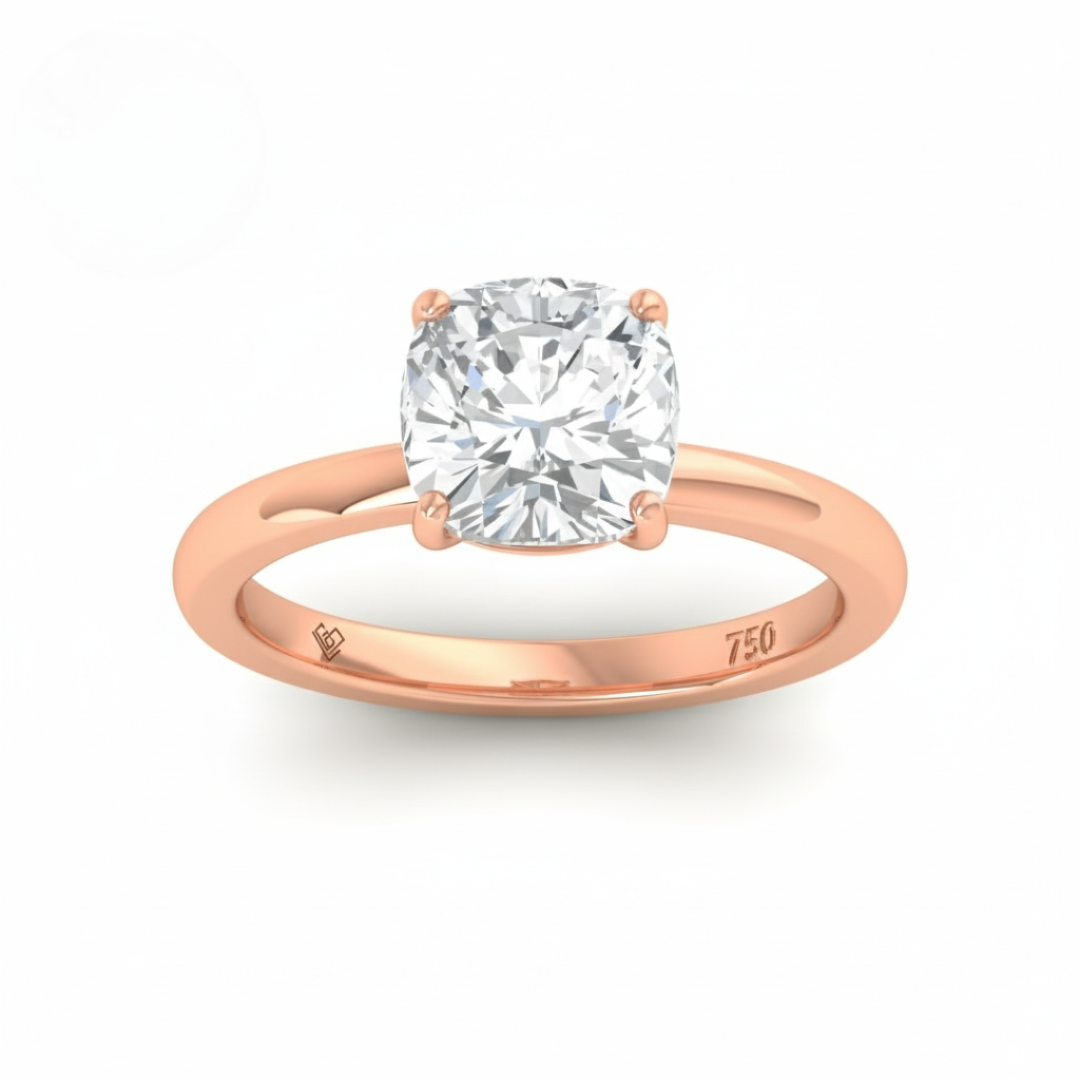 Noémie Solitaire Cushion Cut With Diamond Engagement Ring