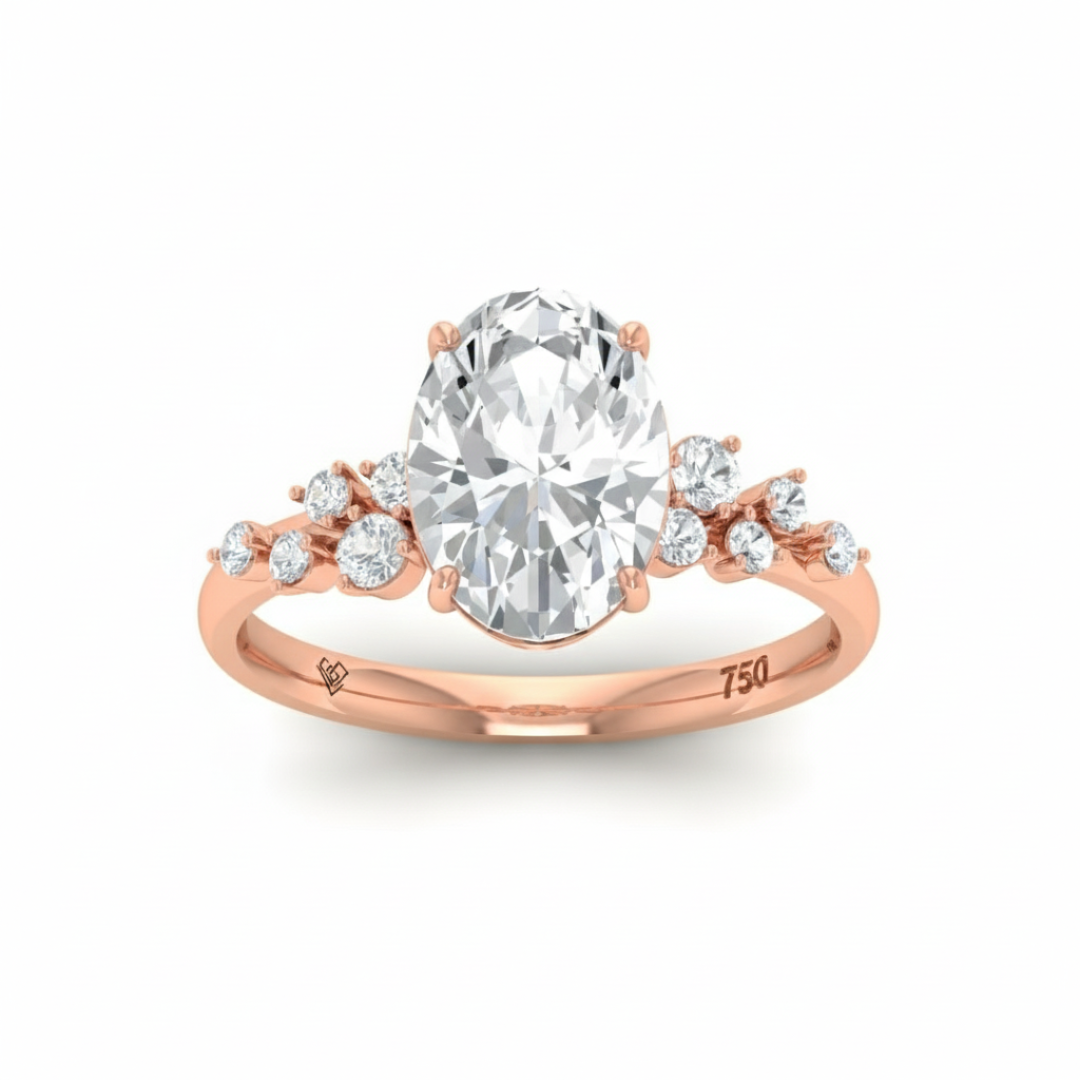 Layla Oval Cut Diamond Engagement Ring With Diamond Accent Band