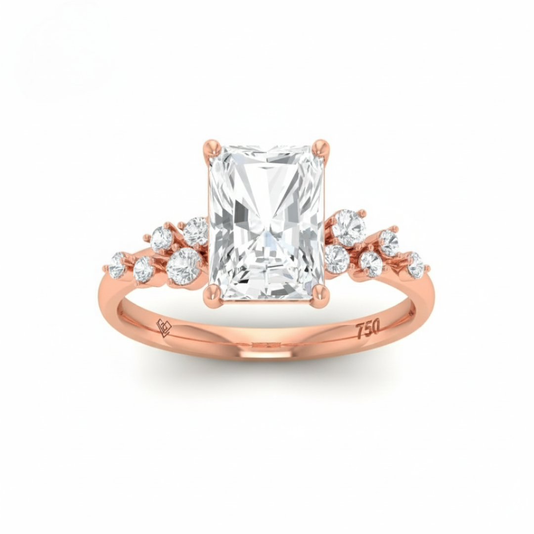 Layla Radiant Cut Diamond Engagement Ring With Accent Band