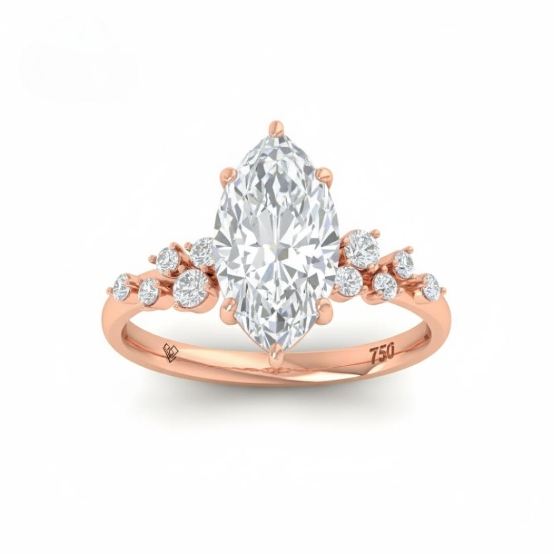 Layla Marquise Cut Diamond Engagement Ring With Accent Band