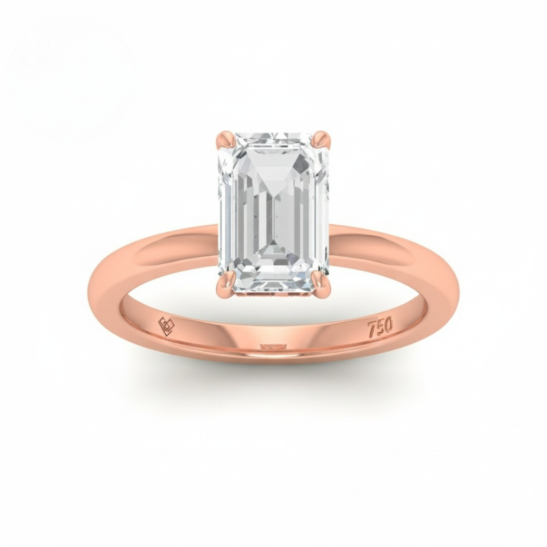 Léa Emerald Cut Diamond With Hidden Halo Engagement Ring