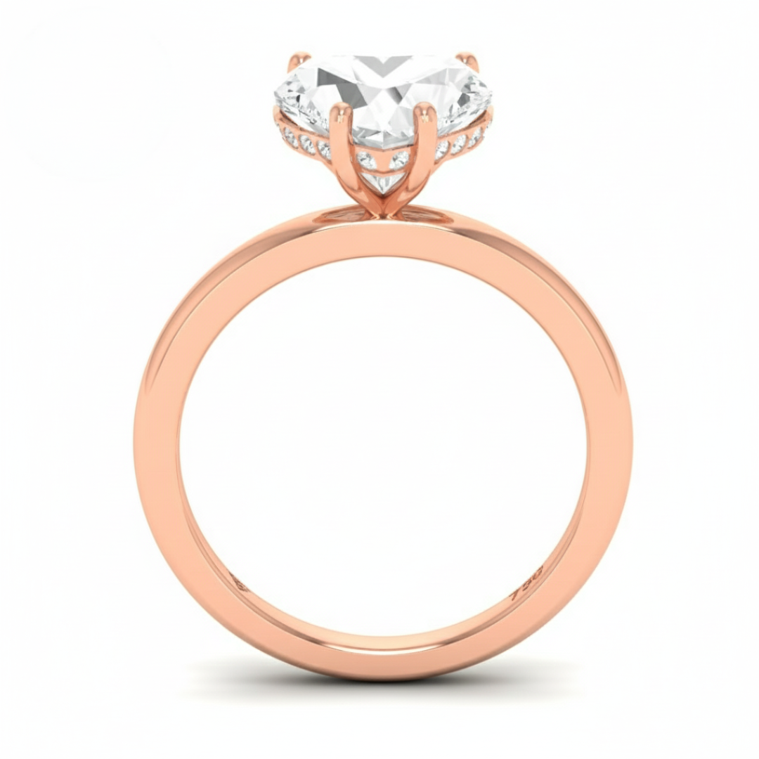 Bague de fiançailles Léa en diamant taille cœur avec halo caché