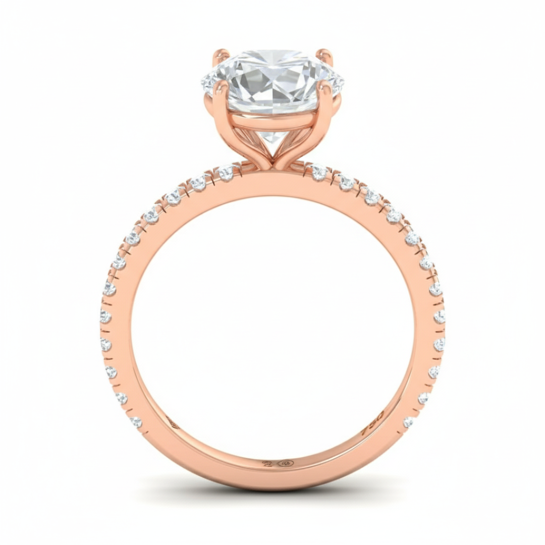 Abigail Round With Diamond Band Engagement Ring