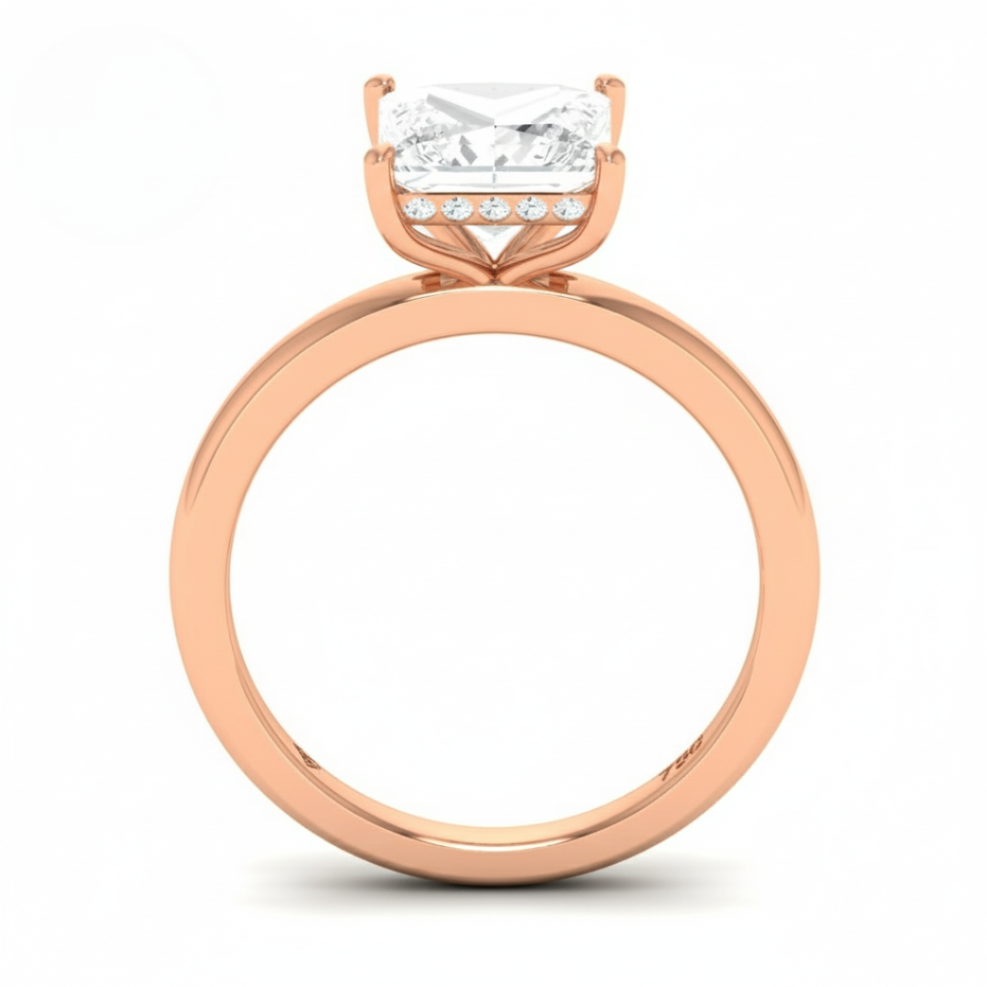 Léa Princess Cut Diamond With Hidden Halo Engagement Ring