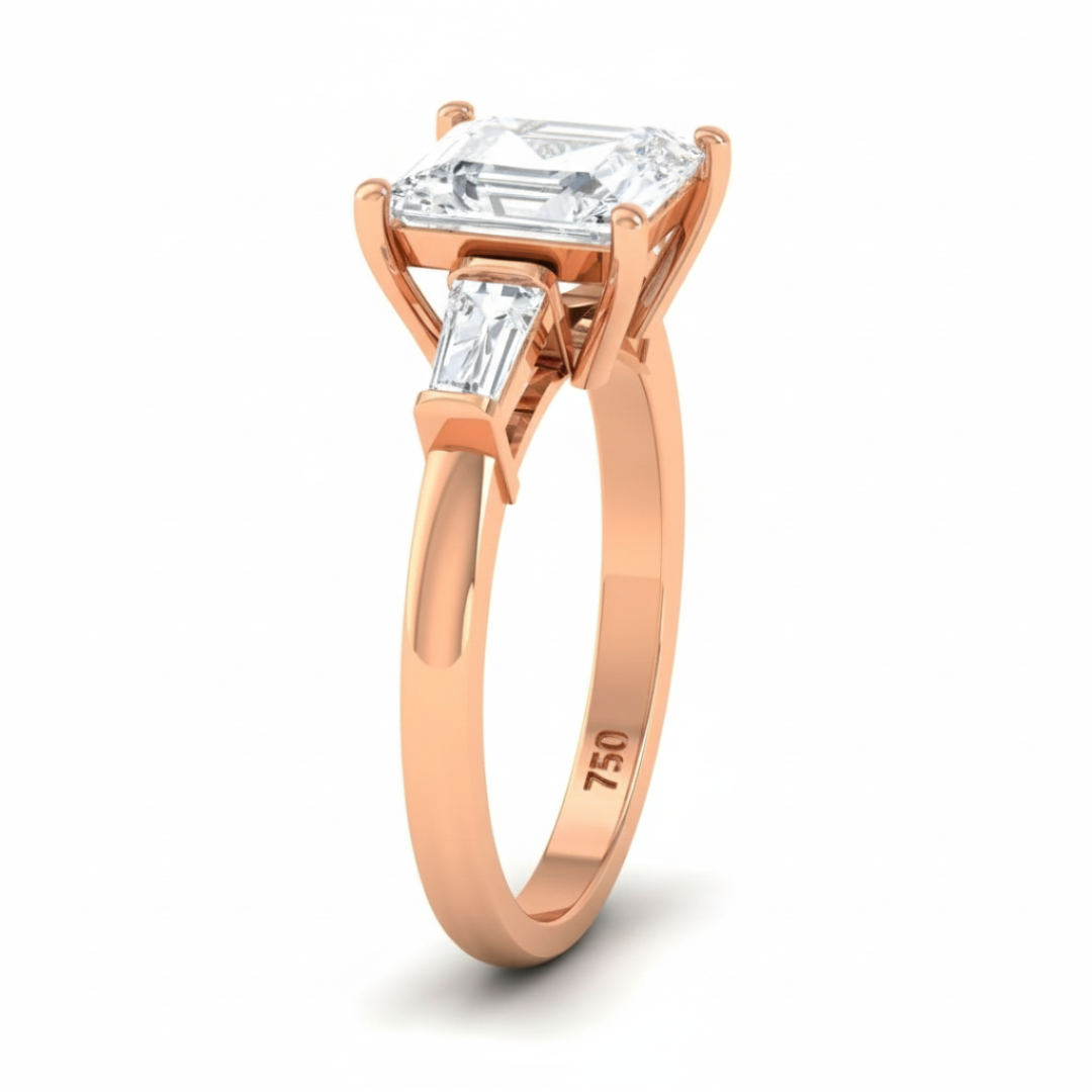 Mary Princess Cut Diamond Engagement Ring With Tapering Baguette Cut Side Diamonds