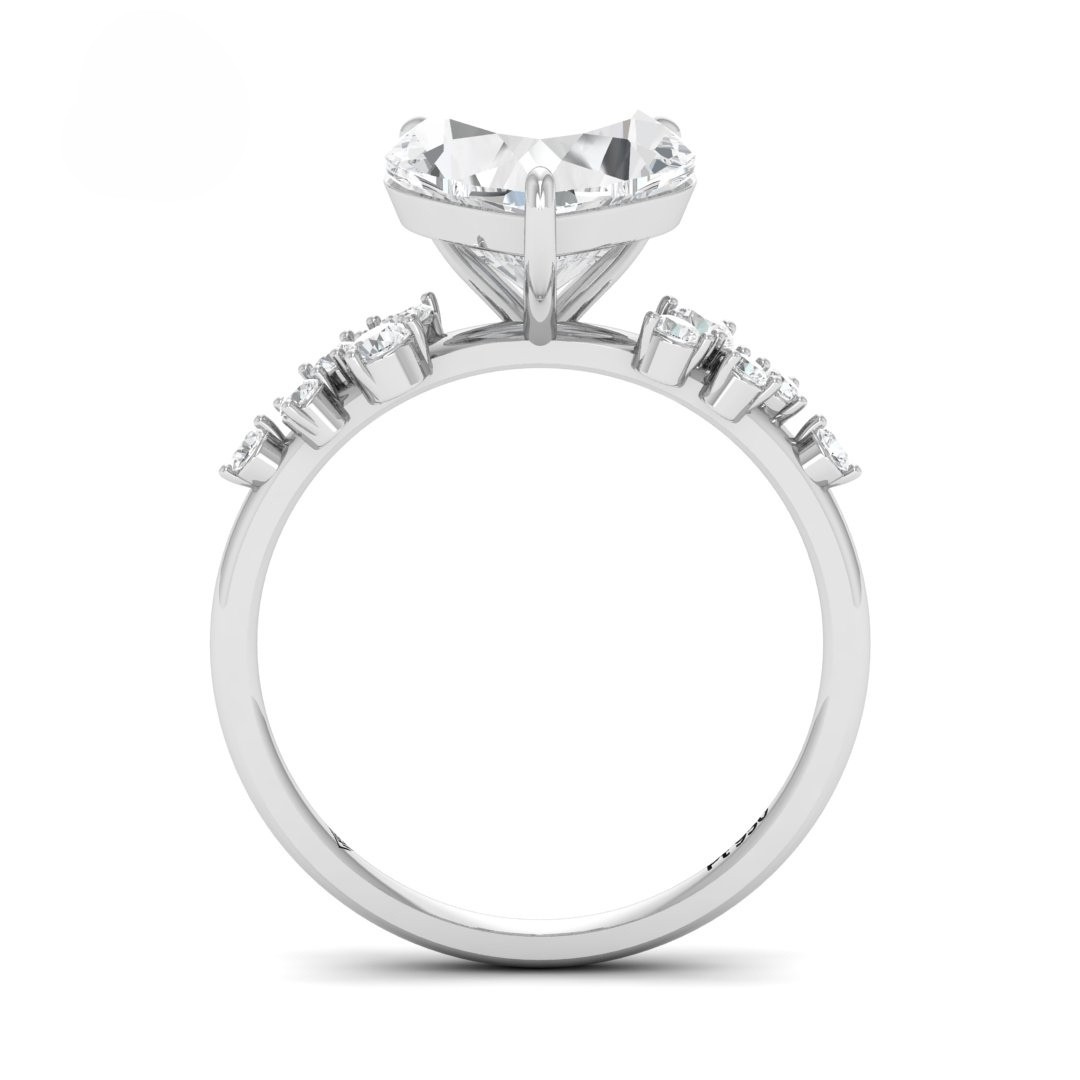 Layla Heart Cut Diamond Engagement Ring with Diamond Accent Band