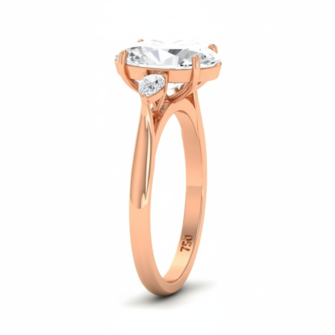 Sofia Oval Cut Diamond Engagement Ring With A Pear Cut Side Diamonds