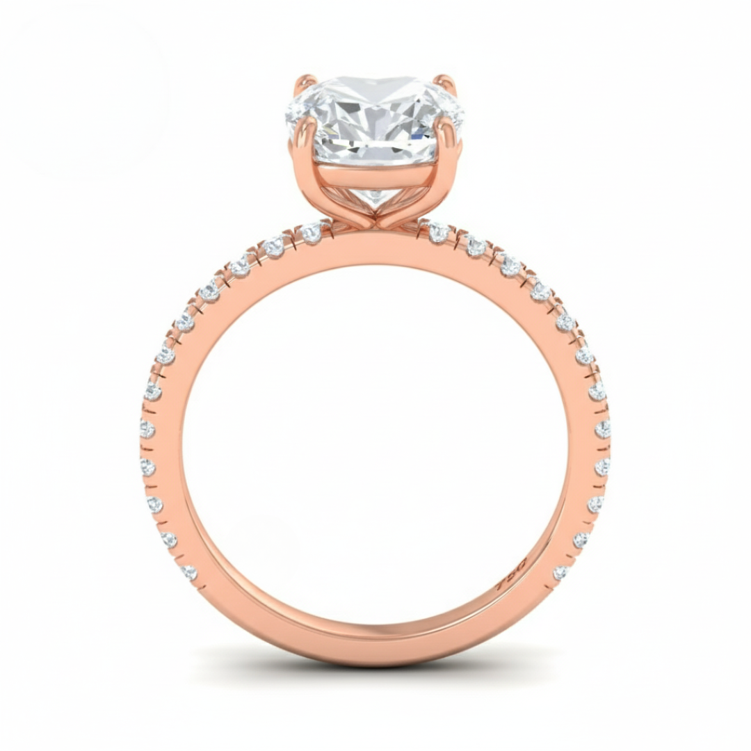 Abigail Cushion With Diamond Band Engagement Ring