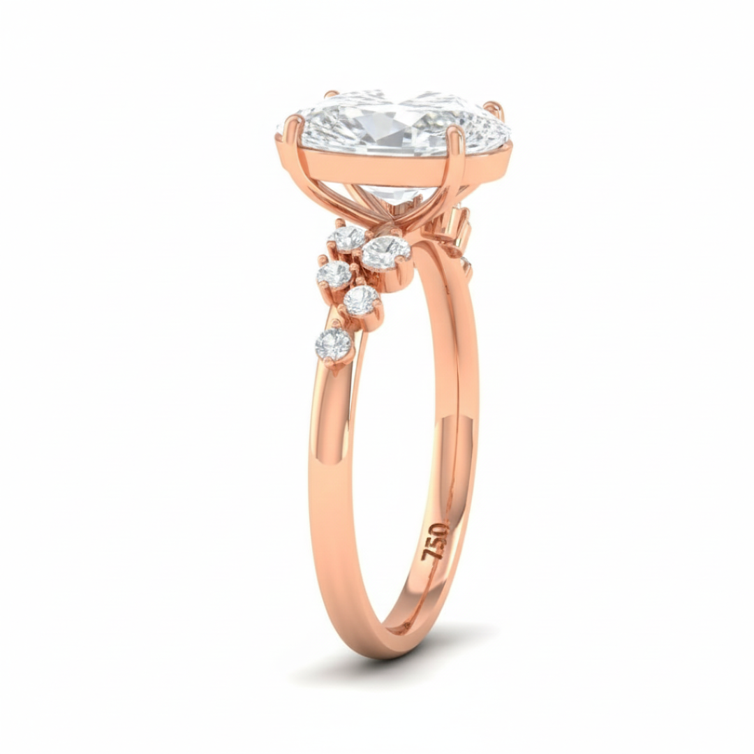 Layla Oval Cut Diamond Engagement Ring With Diamond Accent Band