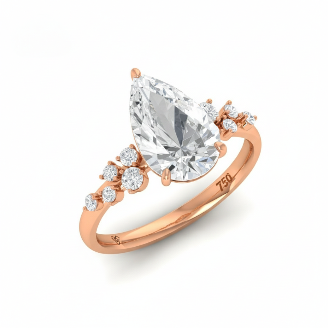 Layla Pear Cut Diamond Engagement Ring With Diamond Accent Band