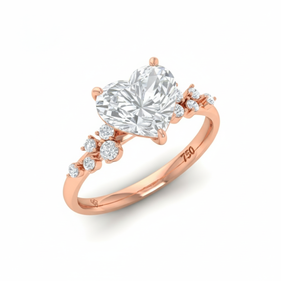 Layla Heart Cut Diamond Engagement Ring with Diamond Accent Band